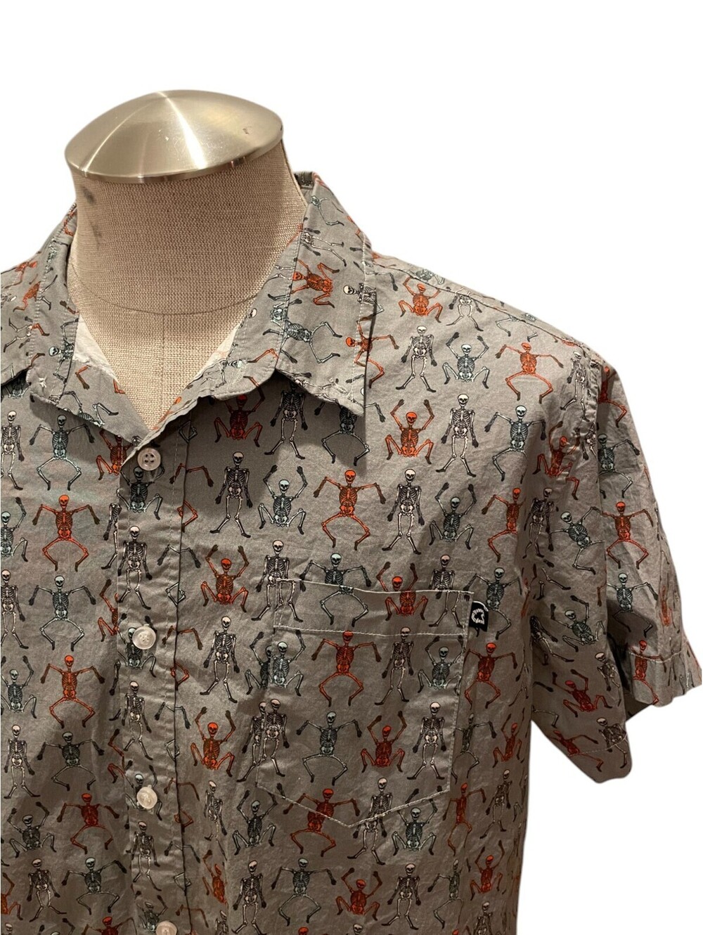 Beistle Creepy Co Men’s Halloween Shirt Skeleton Dancing All Over Print AOP XL
